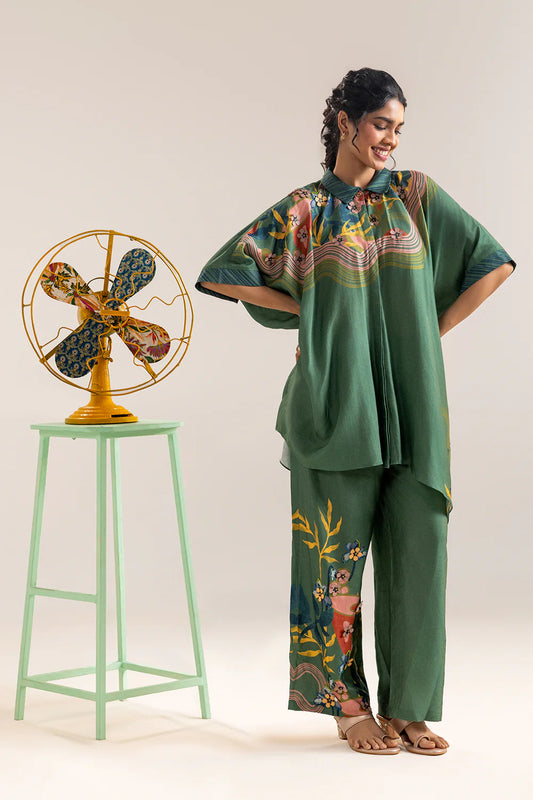 Green flora embellished co-ord set | Soup by Sougat Paul
