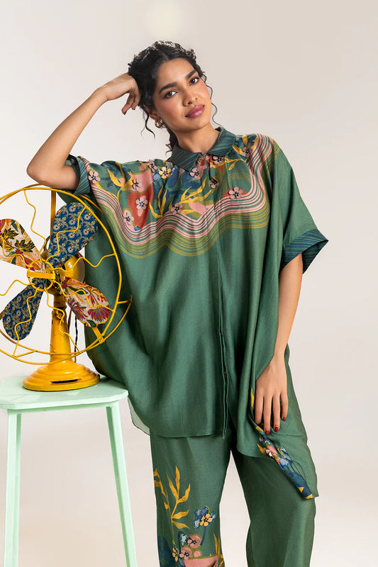 Green flora embellished co-ord set | Soup by Sougat Paul