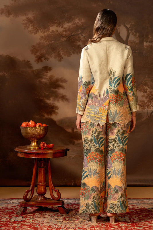 Green Kaira Embroidered Blazer set | Soup by Sougat Paul