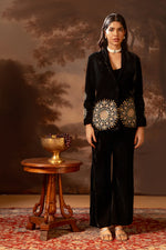 Black Eraya appliqué blazer set | Soup by Sougat Paul