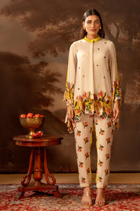 Yellow Aarani embroidered co-ord set | Soup by Sougat Paul