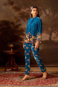 Blue Aarani Embellished Shirt co-ord set | Soup by Sougat Paul