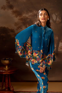 Blue Aarani Embellished Shirt co-ord set | Soup by Sougat Paul