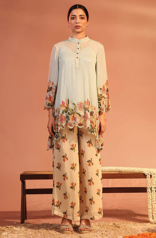 Blue Aarani embellished co-ord set | Soup by Sougat Paul