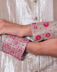 Nirvi Brown Shimmer Co-ord Set | AMBR