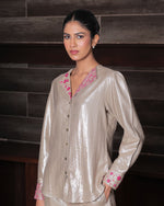 Nirvi Brown Shimmer Co-ord Set | AMBR