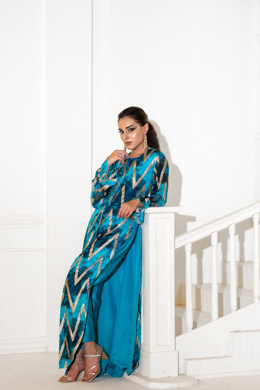 Abstract Long Shirt with Pants | Akanksha Mago
