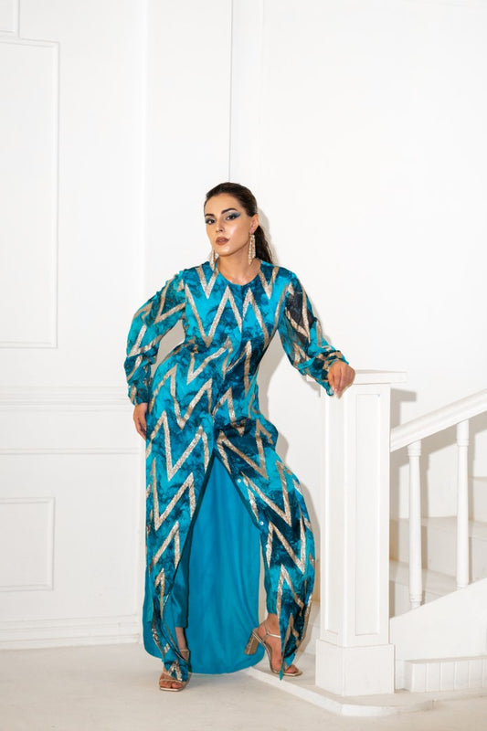 Abstract Long Shirt with Pants | Akanksha Mago