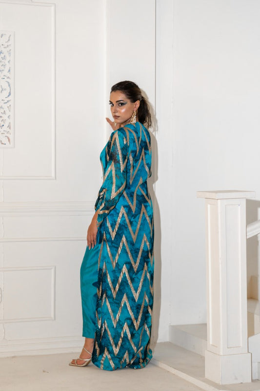 Abstract Long Shirt with Pants | Akanksha Mago