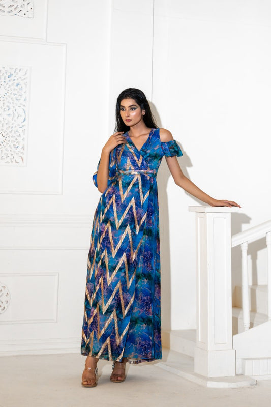 Signature Print Wrap Style Dress | Akanksha Mago