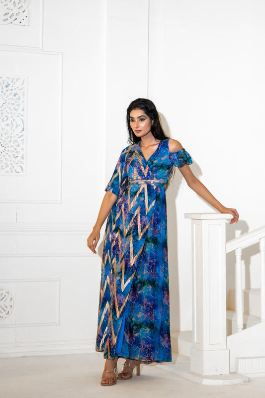Signature Print Wrap Style Dress | Akanksha Mago
