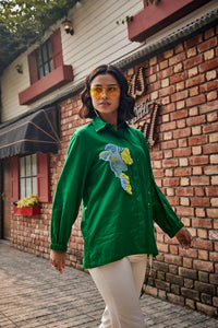 The Tropic Stitch Green Shirt/Co-ord Set | Puja Agarwal