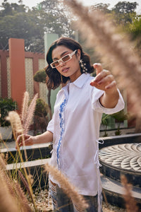 The Indigo Stem White Shirt | Puja Agarwal