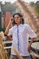 The Indigo Stem White Shirt | Puja Agarwal