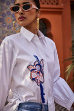 The Blossom Drape White Shirt | Puja Agarwal