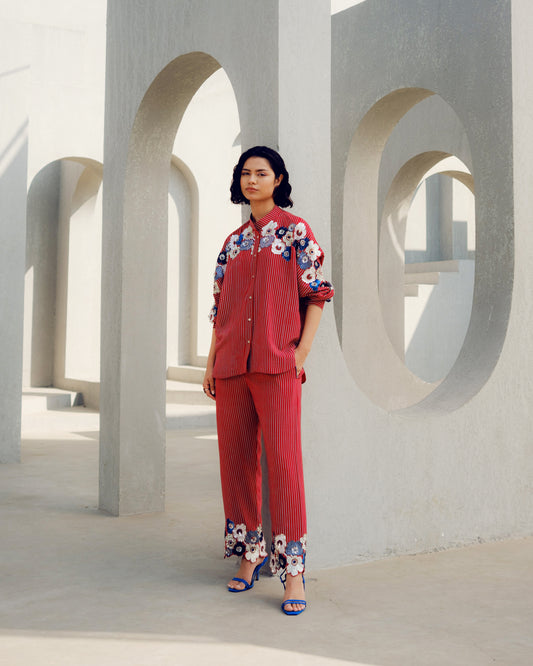 Red chloe pants | Pooja Rajgarhia Gupta