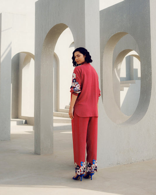 Red chloe kimono shirt | Pooja Rajgarhia Gupta