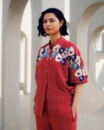Red chloe kimono shirt | Pooja Rajgarhia Gupta