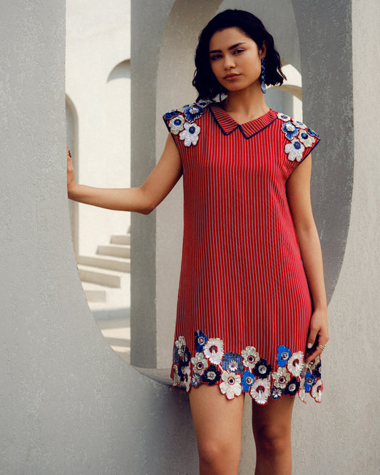 Red caroline power dress | Pooja Rajgarhia Gupta