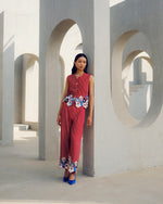 Red Margot waist coat co-ord | Pooja Rajgarhia Gupta