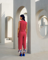 Red Margot waist coat co-ord | Pooja Rajgarhia Gupta