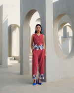 Red Margot waist coat co-ord | Pooja Rajgarhia Gupta