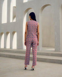 Red claire jacket set | Pooja Rajgarhia Gupta