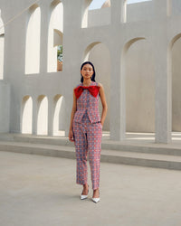 Red claire jacket set | Pooja Rajgarhia Gupta