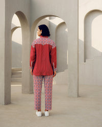 Red illusion shirt | Pooja Rajgarhia Gupta