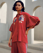 Red balloon sleeve co-ord | Pooja Rajgarhia Gupta