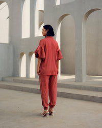 Red balloon sleeve co-ord | Pooja Rajgarhia Gupta