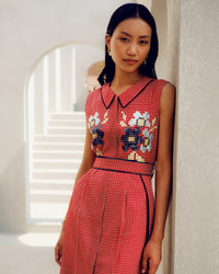 Red mini check dress | Pooja Rajgarhia Gupta