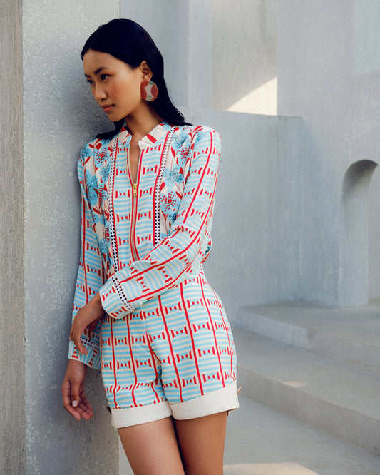 White illusion shorts | Pooja Rajgarhia Gupta