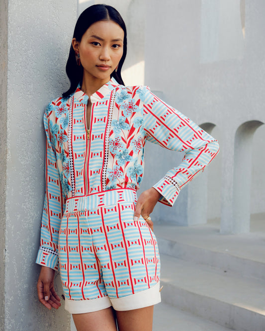 White zip shirt | Pooja Rajgarhia Gupta