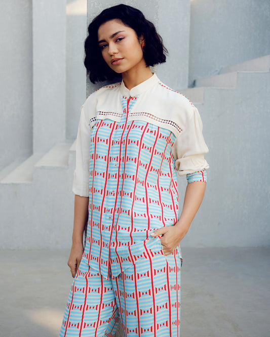 White illusion lace shirt | Pooja Rajgarhia Gupta
