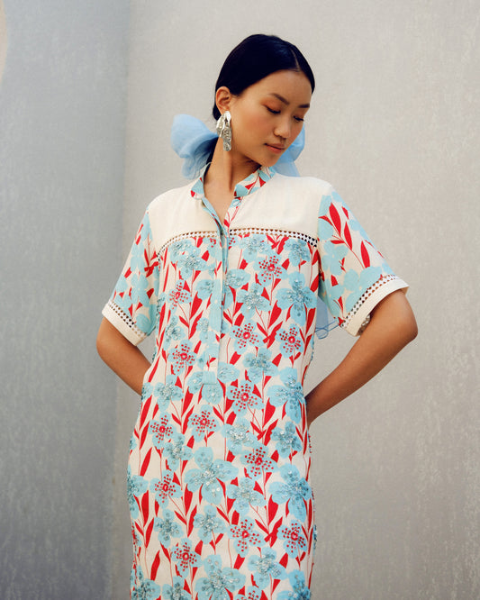 White print play shirt dress | Pooja Rajgarhia Gupta