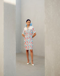 White print play shirt dress | Pooja Rajgarhia Gupta