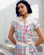 White print play cargo dress | Pooja Rajgarhia Gupta