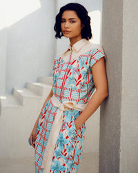 White print play cargo dress | Pooja Rajgarhia Gupta