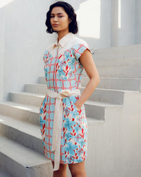 White print play cargo dress | Pooja Rajgarhia Gupta