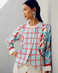 White print play jacket | Pooja Rajgarhia Gupta