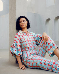 White print play balloon shirt | Pooja Rajgarhia Gupta