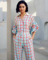 White print play balloon shirt | Pooja Rajgarhia Gupta