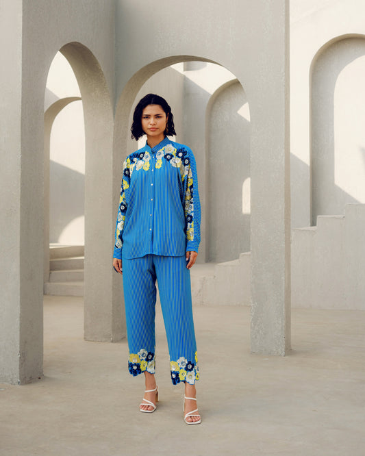 Blue chloe kimono shirt | Pooja Rajgarhia Gupta