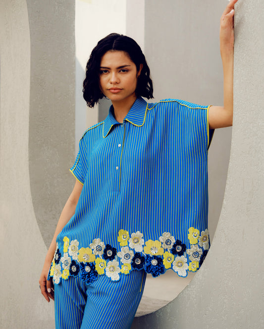 Blue sylvie shirt | Pooja Rajgarhia Gupta