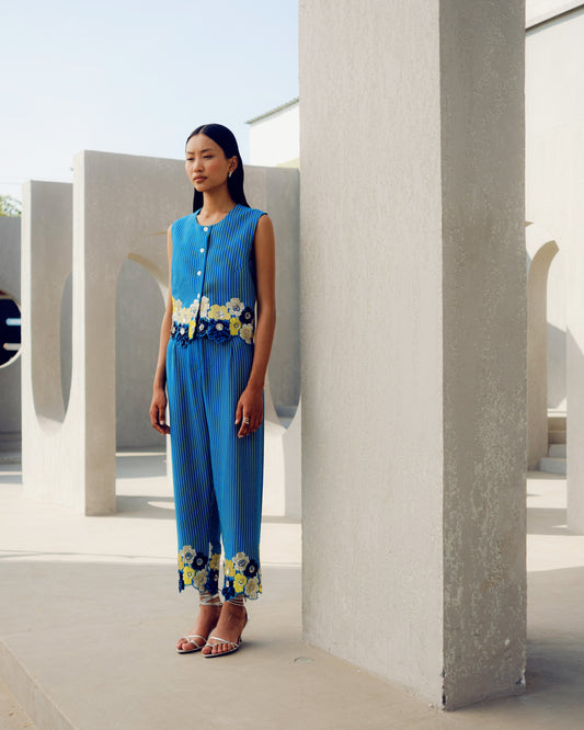 Blue margot waist coat co-ord | Pooja Rajgarhia Gupta