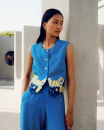 Blue margot waist coat co-ord | Pooja Rajgarhia Gupta