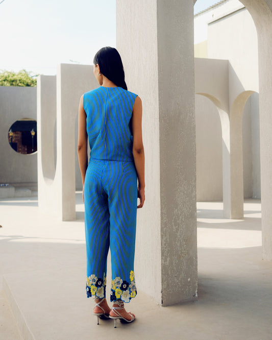 Blue margot waist coat co-ord | Pooja Rajgarhia Gupta