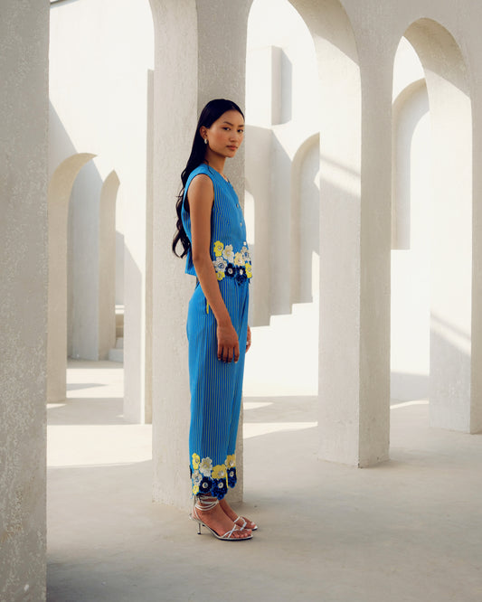 Blue margot waist coat co-ord | Pooja Rajgarhia Gupta