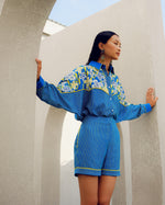 Blue stripes shorts | Pooja Rajgarhia Gupta